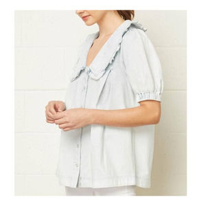 Entro Denim Babydoll Top Peter Pan Collar Size Medium